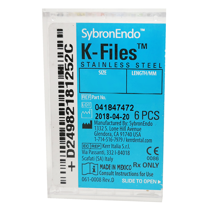 Limas K-Files 21mm N° 15 Kerr – 6 Unidades ( blancas )