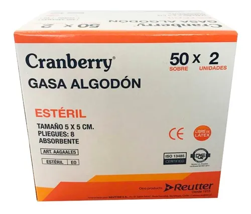 Gasa Tejida Algodón Estéril 5×5 Caja 50 Sobres
