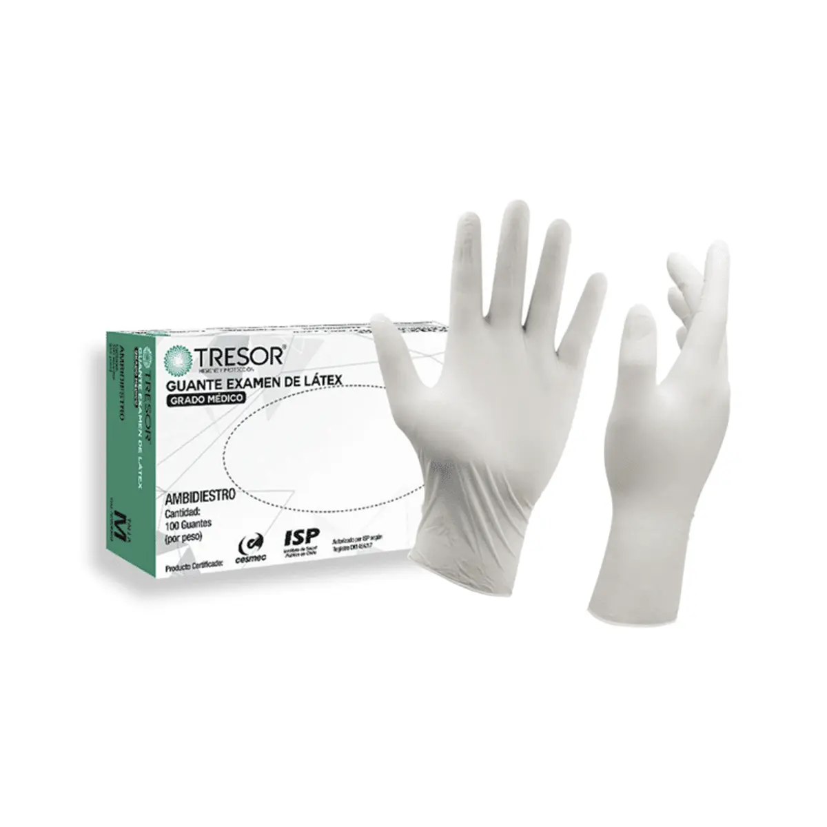 Guante Examen Latex Libre de Polvo M Tresor