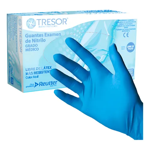 Guante Examen Nitrilo Libre de Polvo XS Tresor